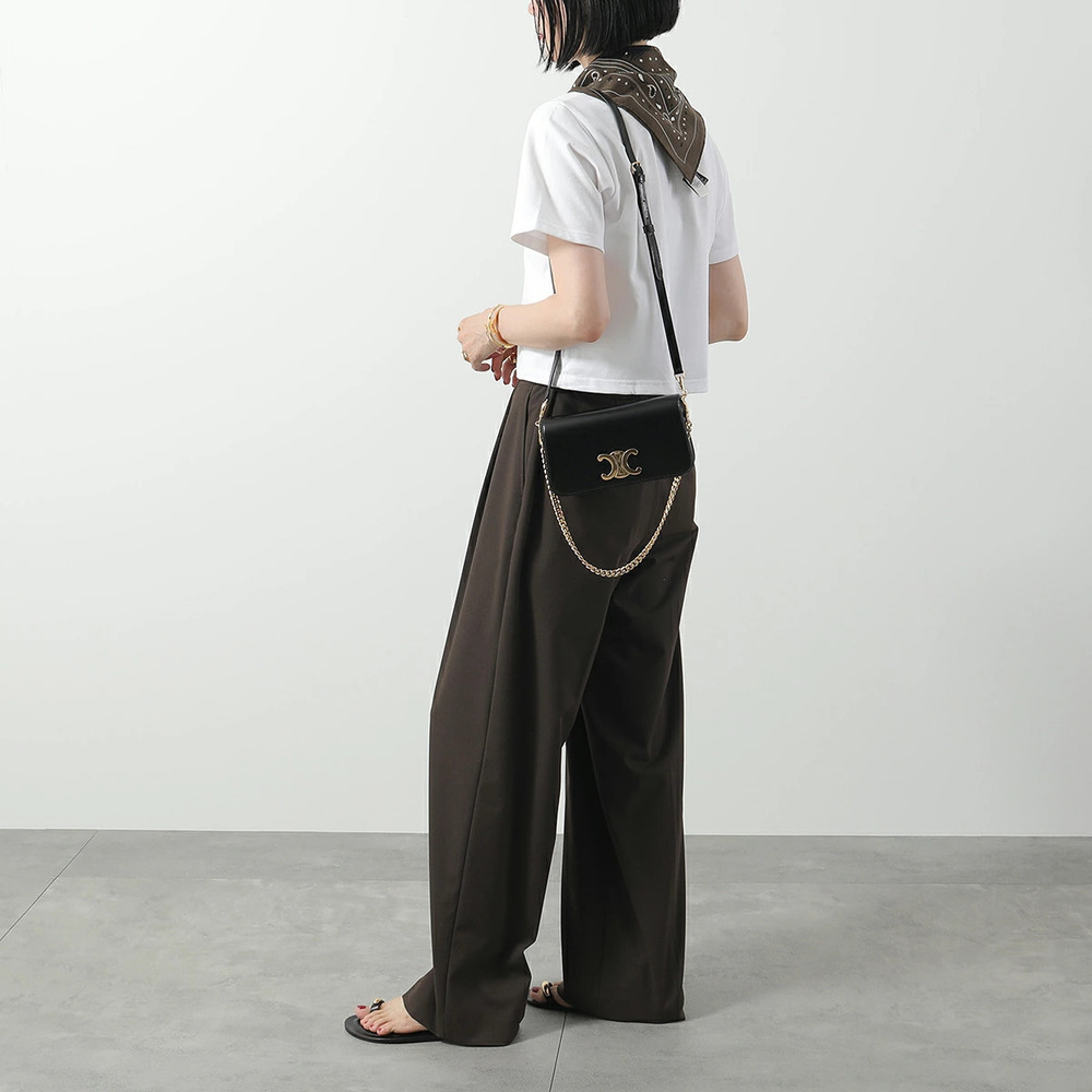 Celine Multipochette Shoulder Bag Leather Handbag Triomphe Crossbody Black